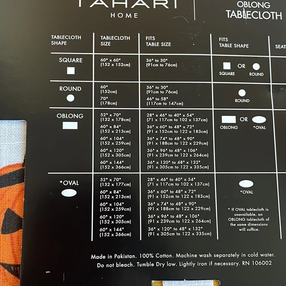 Tahari Halloween Tablecloth Pumpkin Crows Spiderweb 60”x84”